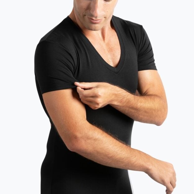 Black V Neck Undershirt – Tyler angle sleeve