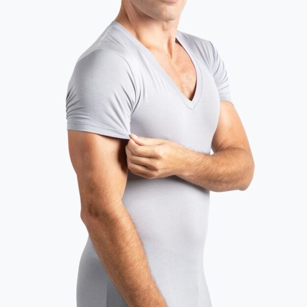 Gray V Neck Undershirt – Tyler angle sleeve